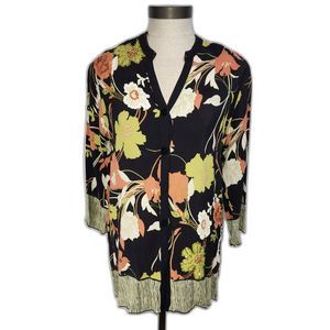 Ku de ta Women's 100% rayon button-up beaded blouse Size M